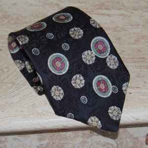 LIBERTY OF LONDON made in USA Silk Tie Men's Black Burgundy Beige Necktie